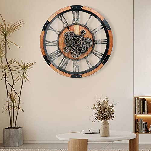 Large Vintage 27-Inch Wall Clock with Gears