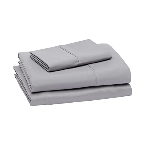 Amazon Basics Lightweight Super Soft Easy Care Microfiber 3 Piece Bed Sheet Set With 14-Inch Deep Pockets, Twin, Dark Gray, Solid