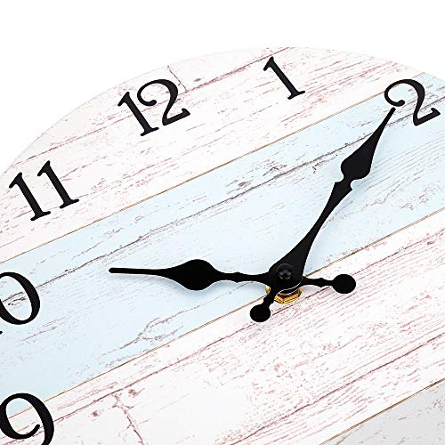 14 Inch Wooden Decorative Round Wall Clock Rustic Country Tuscan Style Wooden Home Decor Round Wall Clock for Living Room Home Pool Patio