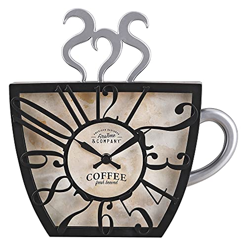 FirsTime & Co. Coffee Mug Wall Clock, Plastic, 11 x 2 x 11.5 inches