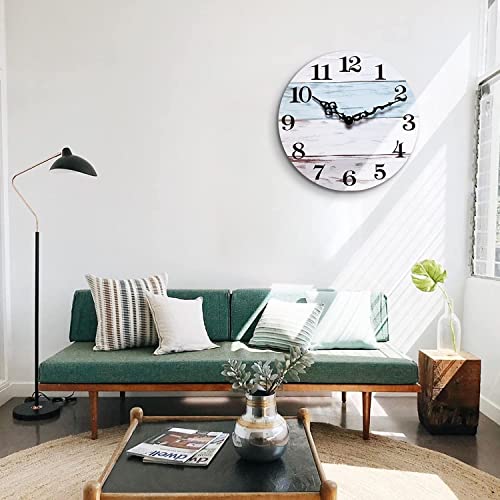 NUOVO Wall Clock Wood Grain Wall Clock Ocean Wall Clock Silent Wall Clock Number Quartz Wall Clock Large Decorative Wall Clock Quiet Wall Clock Home Office