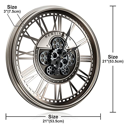 Large Industrial Steampunk Wall Clock with Gears