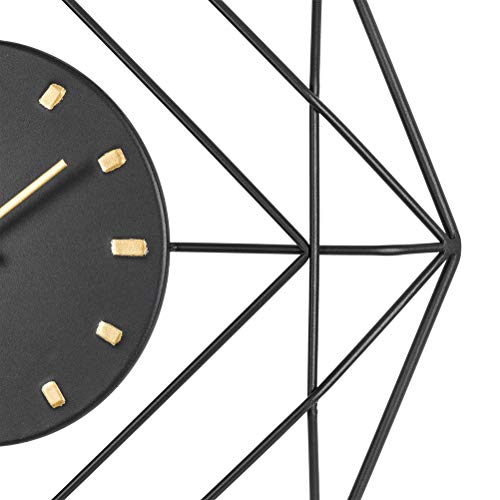 glitzhome 24”Modern Wall Clock Metal Black & Golden Clock Oversized Indoor Silent Battery Operated Decorative Wall Clock Modern Home Decoration for Home Living Room Bedroom Kitchen Office Classroom