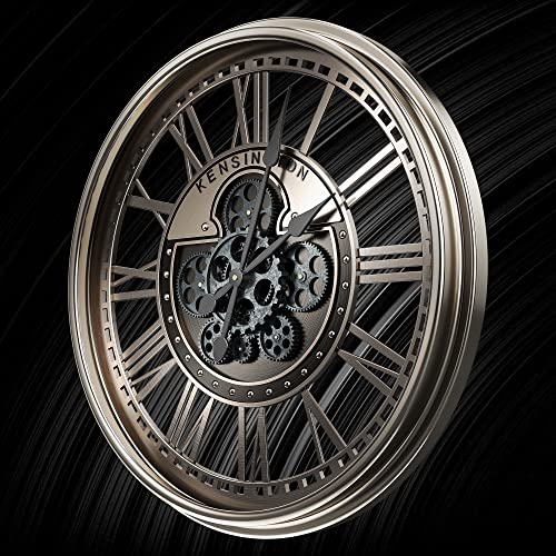 Large Industrial Steampunk Wall Clock with Gears