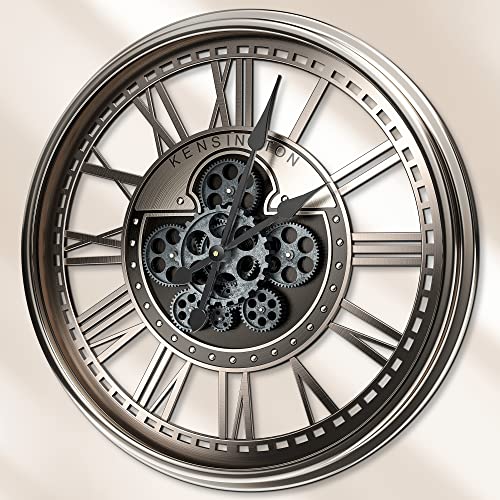 Large Industrial Steampunk Wall Clock with Gears