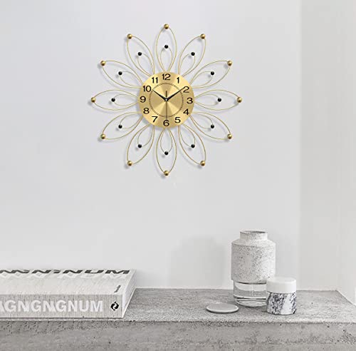 Letmaliy Large Wall Clock Metal Decorative, 24 Inch Modern Art Starburst Clock, Silent Non-Ticking Clocks Battery Operated Mid Century Wall Clock for Living Room,Bedroom,Dining Room,Cafe,Hotel