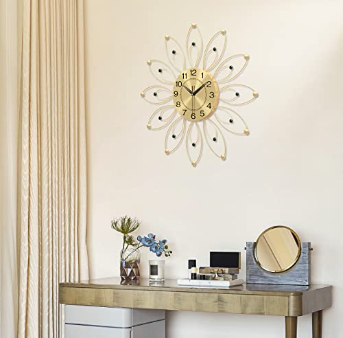 Letmaliy Large Wall Clock Metal Decorative, 24 Inch Modern Art Starburst Clock, Silent Non-Ticking Clocks Battery Operated Mid Century Wall Clock for Living Room,Bedroom,Dining Room,Cafe,Hotel