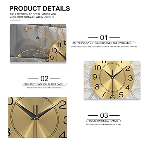 Letmaliy Large Wall Clock Metal Decorative, 24 Inch Modern Art Starburst Clock, Silent Non-Ticking Clocks Battery Operated Mid Century Wall Clock for Living Room,Bedroom,Dining Room,Cafe,Hotel