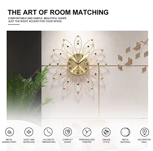 Letmaliy Large Wall Clock Metal Decorative, 24 Inch Modern Art Starburst Clock, Silent Non-Ticking Clocks Battery Operated Mid Century Wall Clock for Living Room,Bedroom,Dining Room,Cafe,Hotel