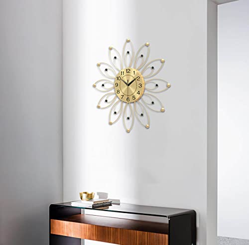 Letmaliy Large Wall Clock Metal Decorative, 24 Inch Modern Art Starburst Clock, Silent Non-Ticking Clocks Battery Operated Mid Century Wall Clock for Living Room,Bedroom,Dining Room,Cafe,Hotel
