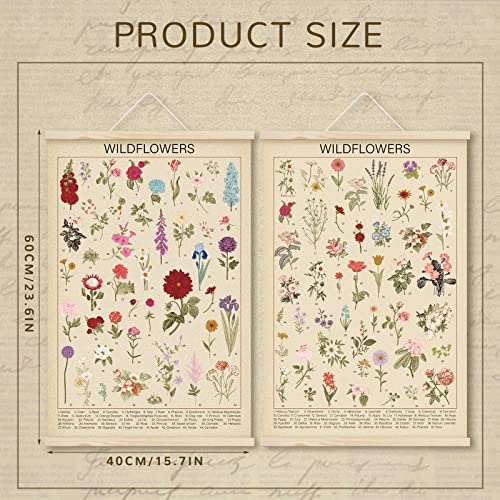Vintage Floral Hanging Canvas Wall Art Set