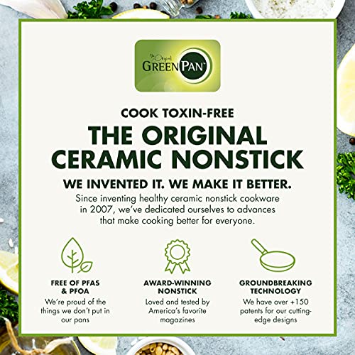 GreenPan Reserve Hard Anodized Healthy Ceramic Nonstick 10 Piece Cookware Pots and Pans Set, Gold Handle, PFAS-Free, Dishwasher Safe, Oven Safe, Twilight Blue