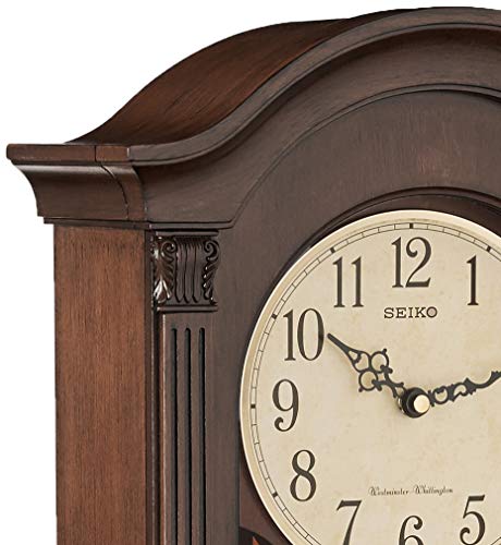 SEIKO Gold Tone & Arched Wall Clock with Pendulum and Dual Chimes
