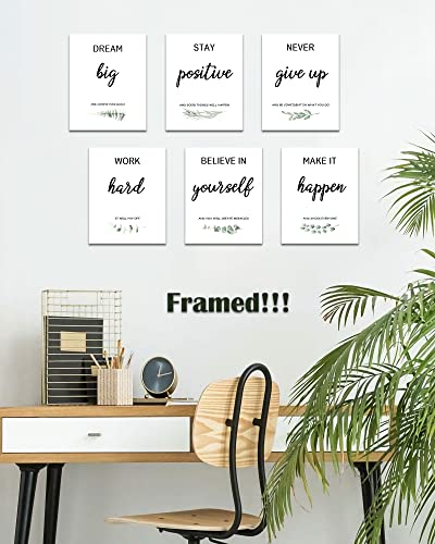 Drsoum Inspirational Wall Art Home Office Decor, Motivational Wall Decor for Bedroom Living Room Office Classroom, Positive Affirmations Quotes Poster Framed Art for Women Men Kids, Set of 6, 8"x10",Framed