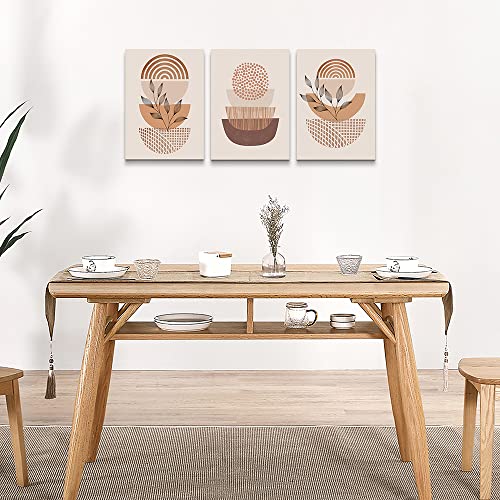 Boho Abstract Canvas Wall Art - 3 Piece Set