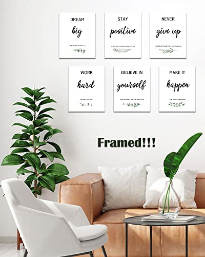 Drsoum Inspirational Wall Art Home Office Decor, Motivational Wall Decor for Bedroom Living Room Office Classroom, Positive Affirmations Quotes Poster Framed Art for Women Men Kids, Set of 6, 8"x10",Framed