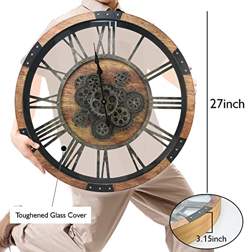 Oversized Rustic Steampunk Wall Clock 27