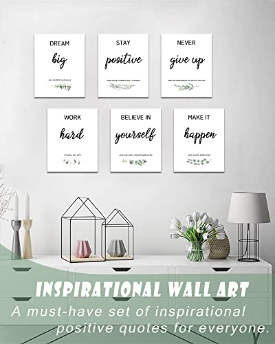 Drsoum Inspirational Wall Art Home Office Decor, Motivational Wall Decor for Bedroom Living Room Office Classroom, Positive Affirmations Quotes Poster Framed Art for Women Men Kids, Set of 6, 8"x10",Framed