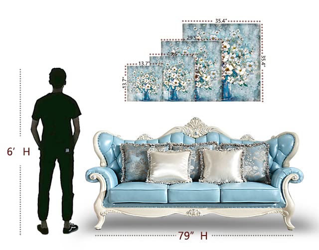 Framed Blue Flower Canvas Wall Art 14x14