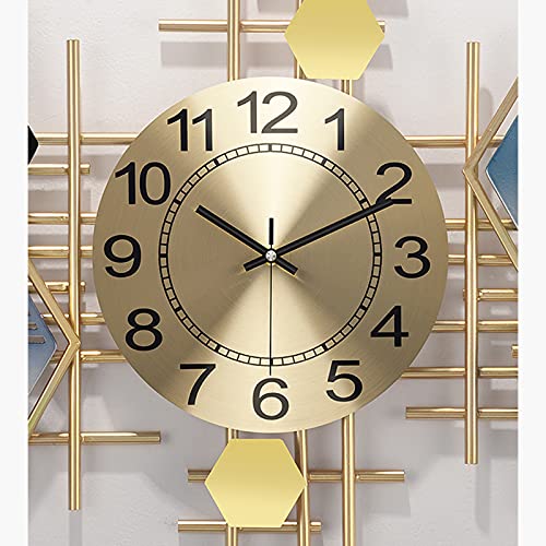 Wall Clock Modern Large Decorative Wall Clock 3D Art Wrought Iron Modern Clocks Mute Wall Clocks Living Room Corridors Quartz Clocks Fashion Home Wall Watches,Gold,115 * 50cm Wall Decor Clock