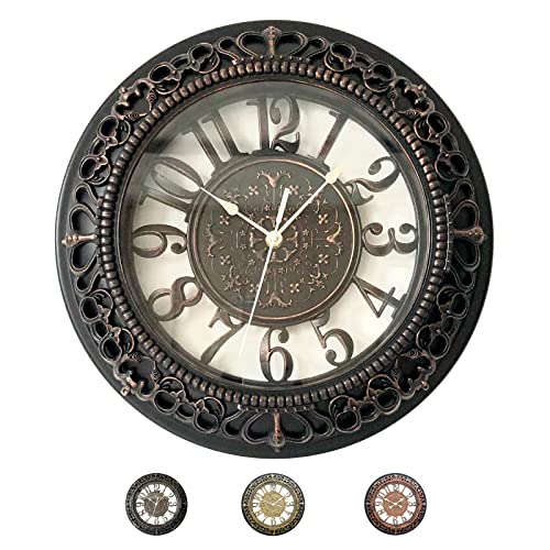 ANDSTAR 20 Inch Wall Clock Retro Farmhouse Easy to Read Wall Clocks Art Distressed Old-Fashioned Silent Wall Clock Large Retro Rustic Country Decorative for Kitchen Living Room Bedroom(Antique Black)