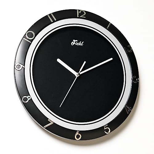 Fichl 11inch Nova Wall Clock Decorative for Kitchen,Home,Bedrooms,Office Modern Style Silent Non-Ticking (Black)