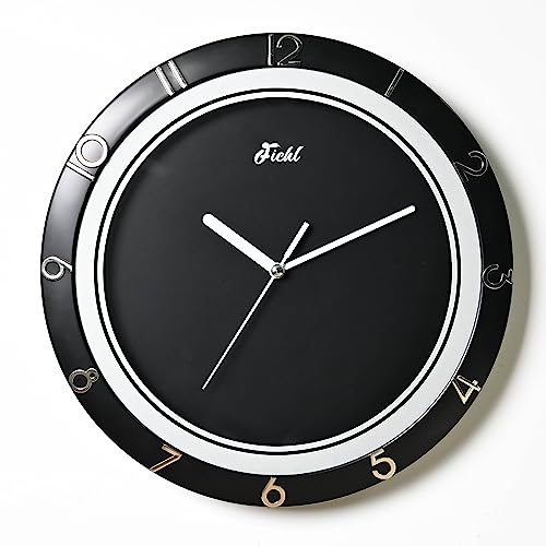 Fichl 11inch Nova Wall Clock Decorative for Kitchen,Home,Bedrooms,Office Modern Style Silent Non-Ticking (Black)