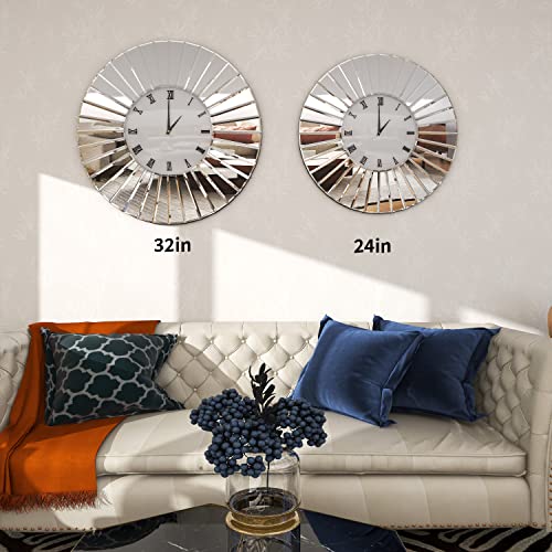 Modern 24" Mirrored Wall Clock for Any Room