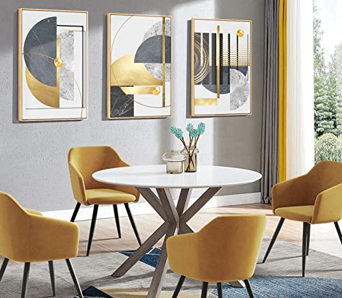MOUDAMION Black Gold Canvas Wall Art, 3Pcs Large Abstract Canvas Wall Art Gold Frame Wall Quotes Painting Luxury Nordic Art Poster for Living Room Office 24x36inch
