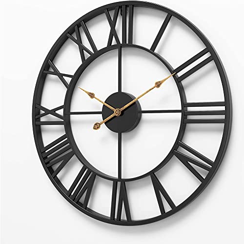 Industrial Wall Clock with Roman Numerals - Silent