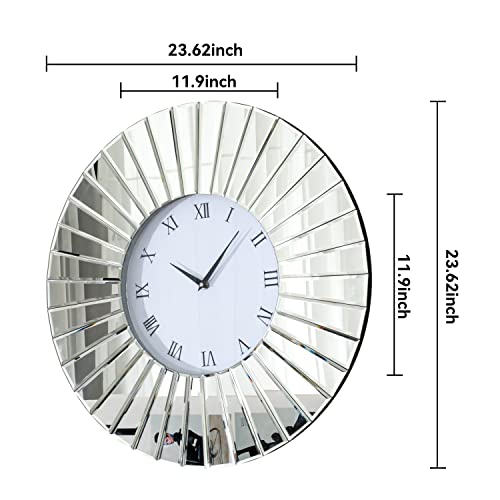 Modern 24" Mirrored Wall Clock for Any Room