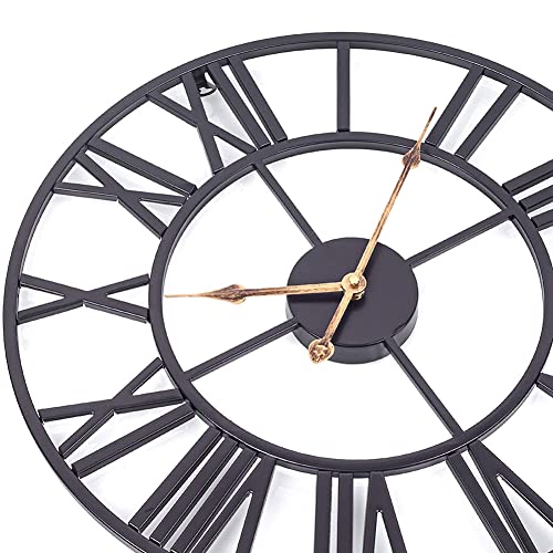 Industrial Wall Clock with Roman Numerals - Silent