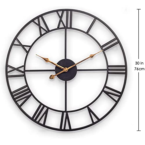 Industrial Wall Clock with Roman Numerals - Silent