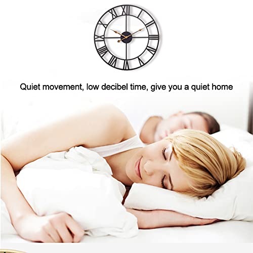 Industrial Wall Clock with Roman Numerals - Silent