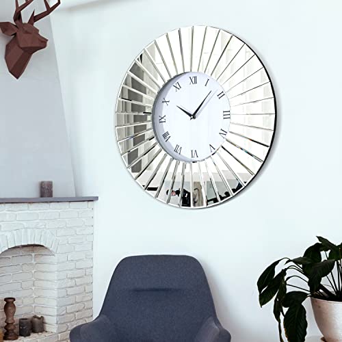 Modern 24" Mirrored Wall Clock for Any Room