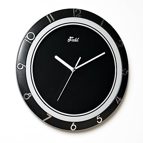 Fichl 11inch Nova Wall Clock Decorative for Kitchen,Home,Bedrooms,Office Modern Style Silent Non-Ticking (Black)