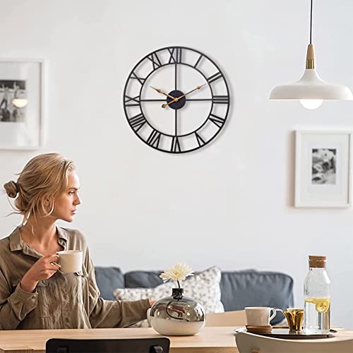 Industrial Wall Clock with Roman Numerals - Silent