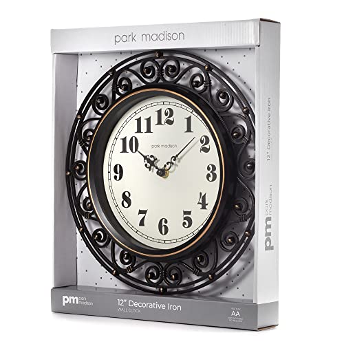 Park Madison 12-Inch Vintage Iron Wall Clock