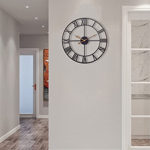 Industrial Wall Clock with Roman Numerals - Silent