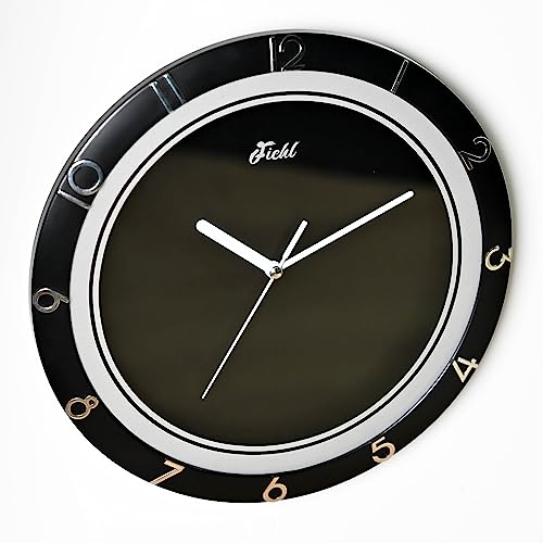 Fichl 11inch Nova Wall Clock Decorative for Kitchen,Home,Bedrooms,Office Modern Style Silent Non-Ticking (Black)