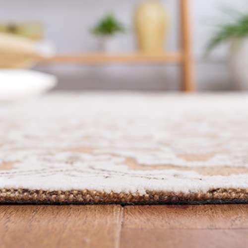 Safavieh Trace Collection 8' x 10' Gold/Ivory TRC304D Handmade Floral Medallion Wool Area Rug