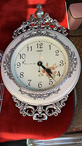 SHISEDECO Elegant, Traditional, Decorative, Hand Painted Modern Grandfather Wall Clock Fancy Ethnic Luxury Handmade Decoration, Swinging Pendulum for New Room or Office. Large. 29.5 Inch. (White)