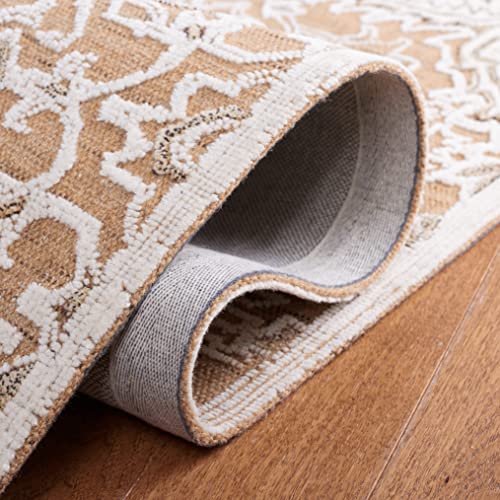 Safavieh Trace Collection 8' x 10' Gold/Ivory TRC304D Handmade Floral Medallion Wool Area Rug