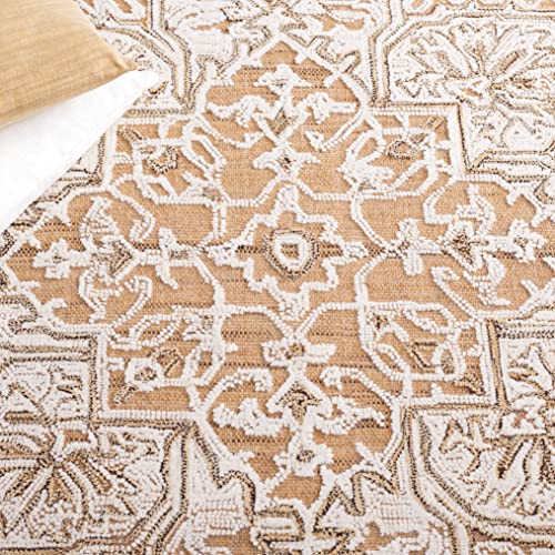 Safavieh Trace Collection 8' x 10' Gold/Ivory TRC304D Handmade Floral Medallion Wool Area Rug