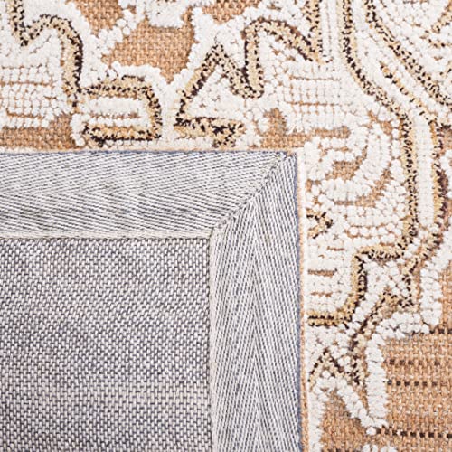 Safavieh Trace Collection 8' x 10' Gold/Ivory TRC304D Handmade Floral Medallion Wool Area Rug