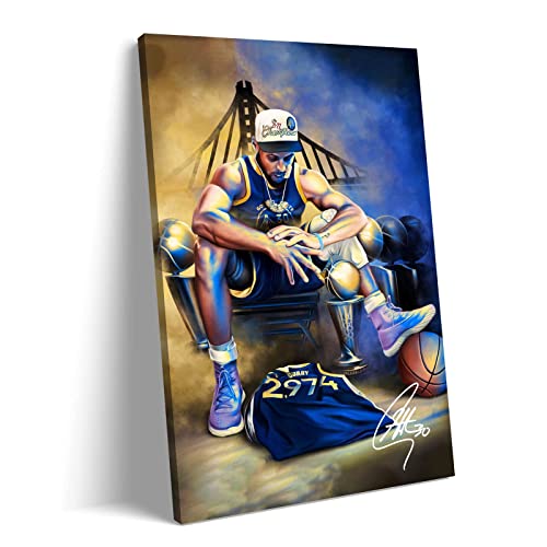TOCTUS Stephen Curry Poster Canvas Wall Art Basketball Posters Living Room Bedroom Office Wall Decor LCVME(16x24inch-No Frame,A)