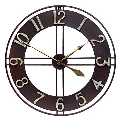 Growsun 24'' Large Wall Clock Pure Metal Retro Heavy Duty Large Decor for Home Living Room Farmhouse
