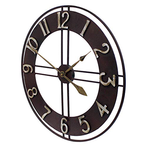 Growsun 24'' Large Wall Clock Pure Metal Retro Heavy Duty Large Decor for Home Living Room Farmhouse
