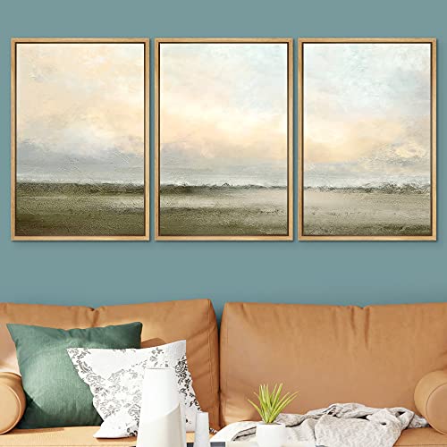 SIGNWIN Framed Canvas Print Wall Art Set Minimal Pastel Sunset Desert Landscape Nature Abstract Illustrations Modern Art Decorative Nordic for Living Room, Bedroom, Office - 24"x36"x3 Natural