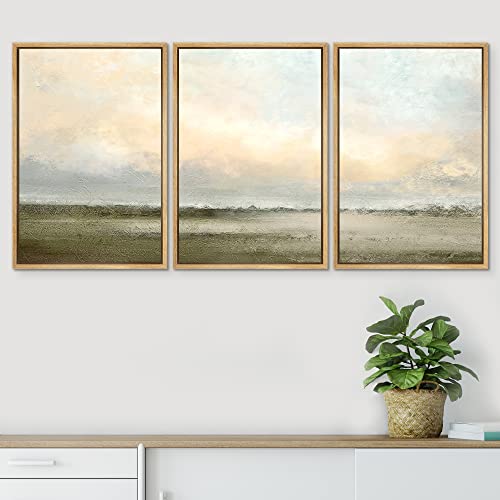SIGNWIN Framed Canvas Print Wall Art Set Minimal Pastel Sunset Desert Landscape Nature Abstract Illustrations Modern Art Decorative Nordic for Living Room, Bedroom, Office - 24"x36"x3 Natural